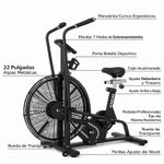 Bicicleta Air Bike para Cardio y Cross Training con Resistencia de Aire y Manillares Móviles