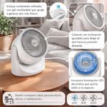 Ventilador de Escritorio de 3 Velocidades con Luz LED Color Blanco