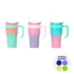 Termo de Acero Inoxidable de 600 ml con Pajilla y Asa Colores Surtidos