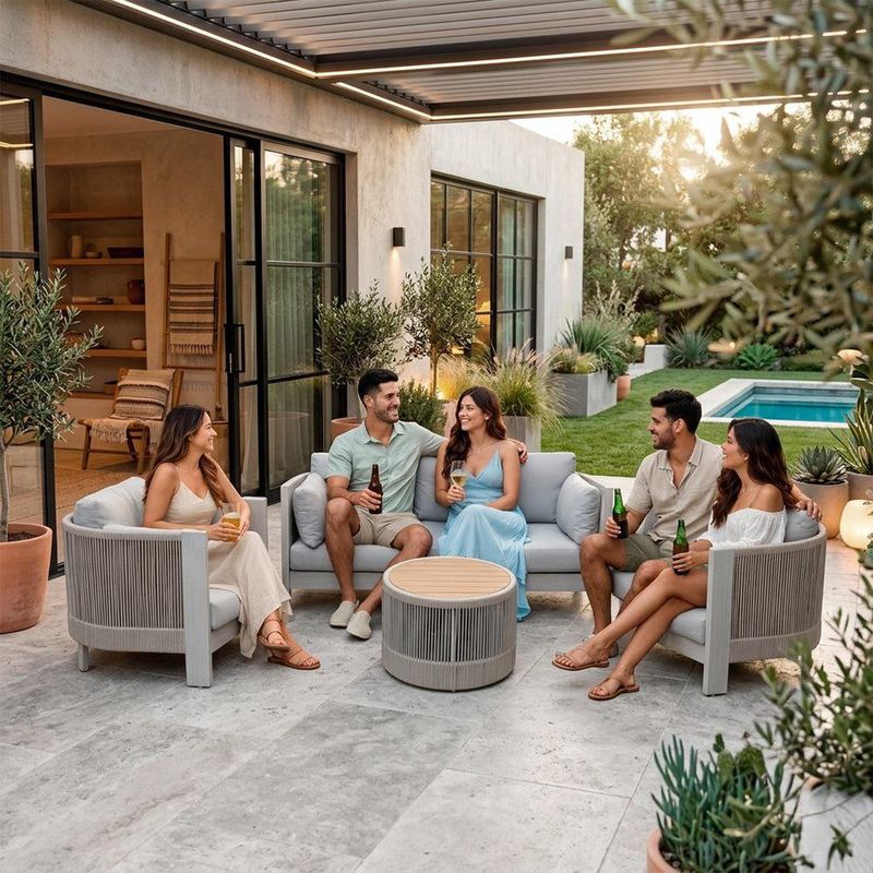 Set de 4 Muebles de Exterior Liana Gris