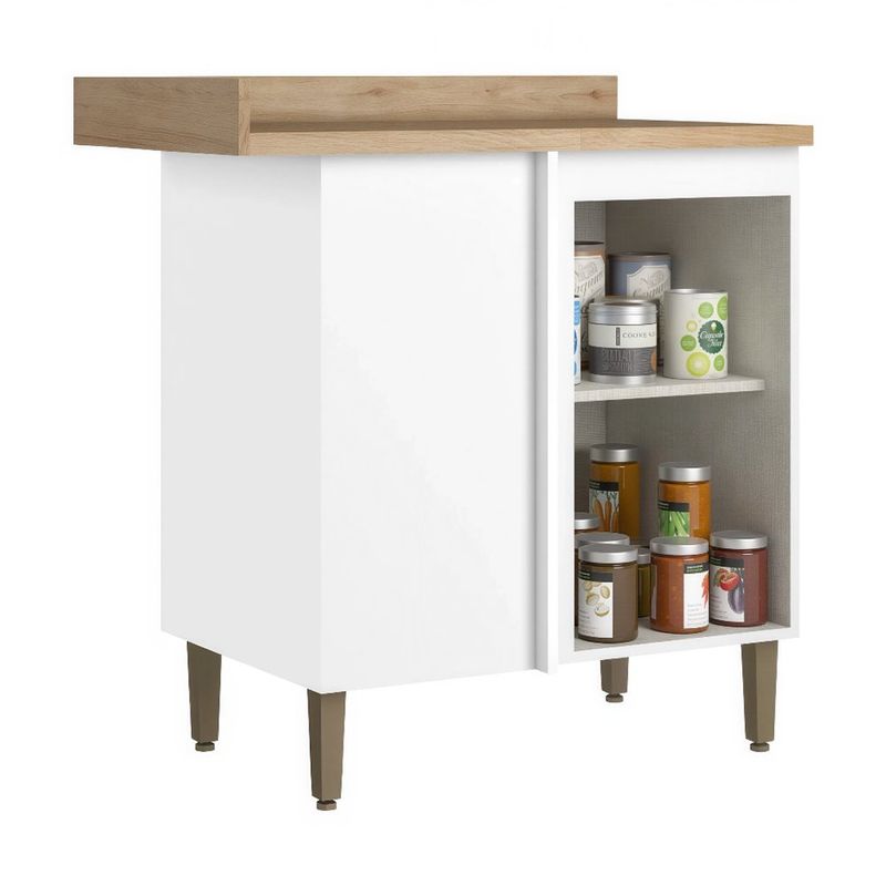 Gabinete Base Esquinero Classy con 1 Puerta Corrediza para Cocina en MDF Color Blanco