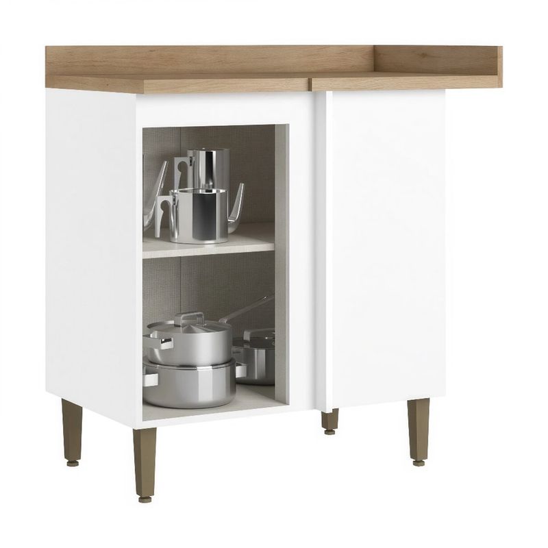 Gabinete Base Esquinero Classy con 1 Puerta Corrediza para Cocina en MDF Color Blanco
