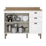 Gabinete Base Classy de 120 cm sin Top con 2 Puertas y 3 Gavetas en MDF Color Blanco