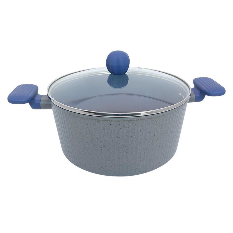 Batería de Cocina de 7 Piezas de Aluminio Azul con Tapas para Uso Diario