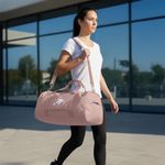 Bolsa Deportiva Tipo Duffel para Gimnasio y Viaje con Correa Color Rosado