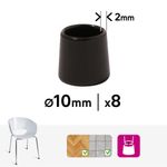 Conteras Redondas PVC Negro de 10 Mm 8 Pzas