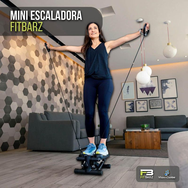 Mini Escaladora Fitness para Cardio en Casa con Bandas de Resistencia y Monitor LCD