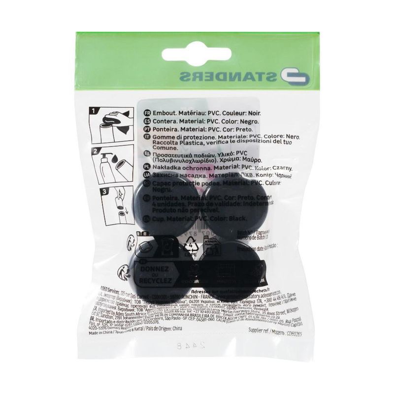 Conteras Redondas PVC Negro de 30 Mm 4 Pzas