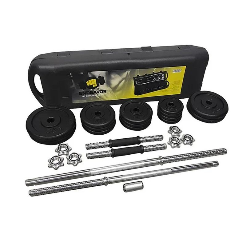 Kit de Barra y Pesas Ajustables de 110 lb con Estuche y Ruedas