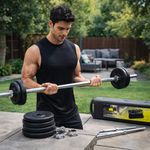 Kit de Barra y Pesas Ajustables de 110 lb con Estuche y Ruedas