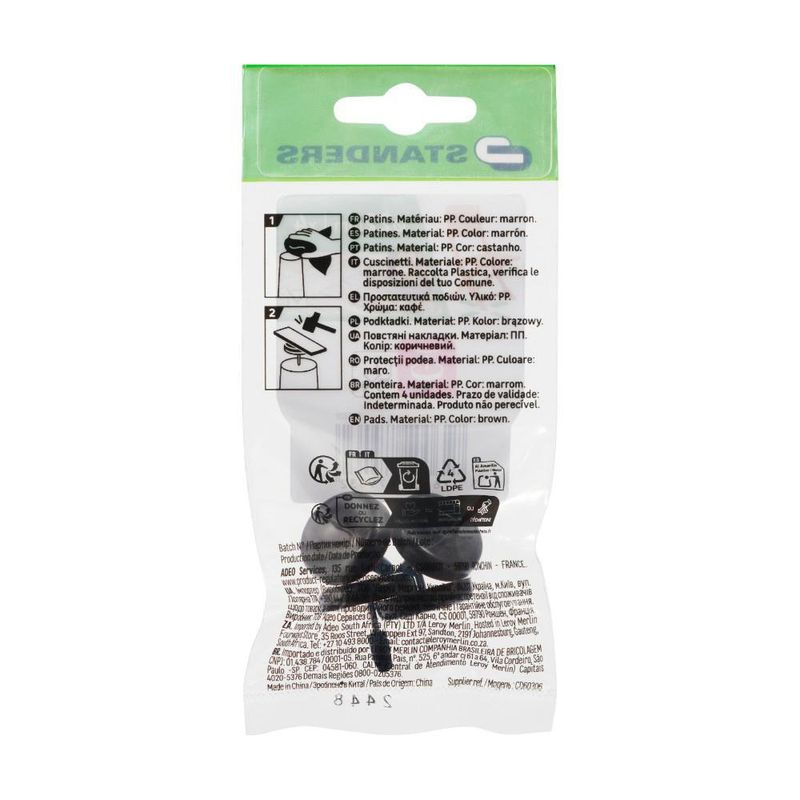 Patines Deslizantes Polipropileno Café de 22 Mm 4 Pzas