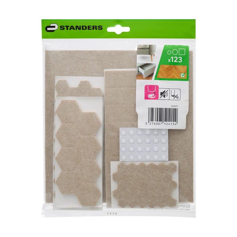 Kit Surtido de Fieltros Adhesivos Color Beige 123 Pzas