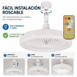 Ventilador de Techo LED de 20W Blanco Rosca E27 10 Plg
