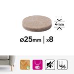 Patines Protectores de Fieltro Redondos de 25 Mm Color Beige 8 Pzas