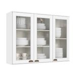 Gabinete Classy Aéreo de 3 Puertas con Vidrio para Cocina 120 cm Blanco