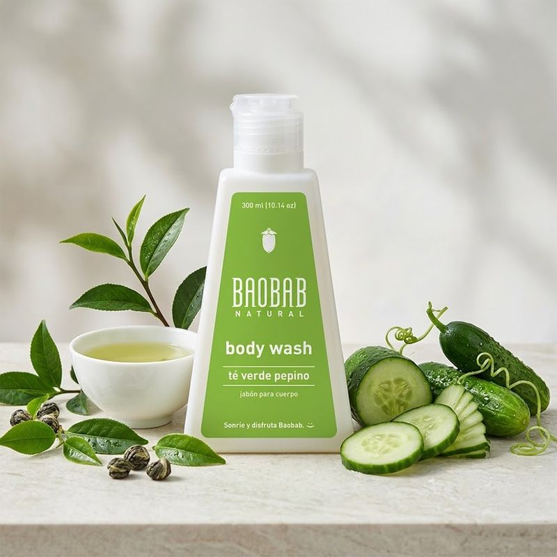 Jabón Líquido Body Wash de Té Verde y Pepino 300 mL