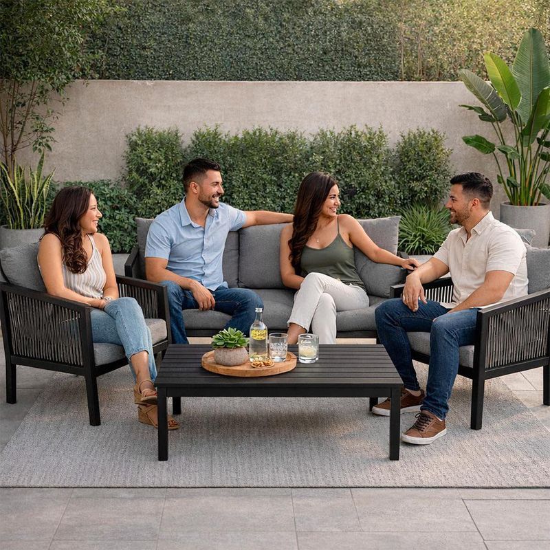 Set de Sala de Jardín de 4 Piezas Columbia Negro