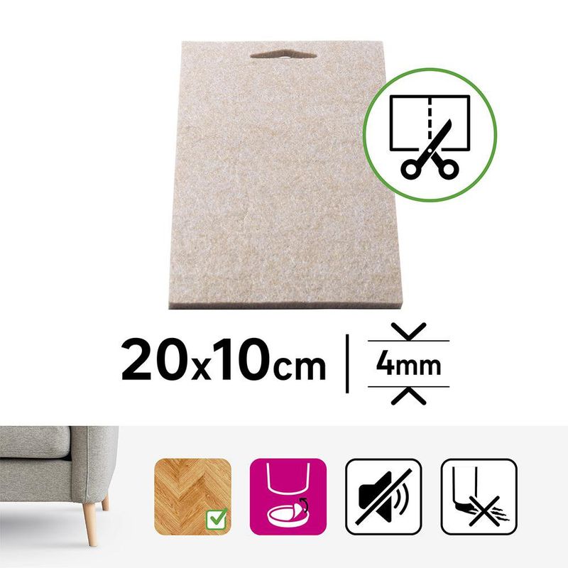 Fieltro Protector Rectangular de 100 x 200 Mm Color Beige