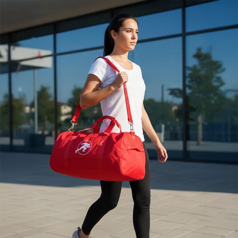 Bolsa Deportiva Tipo Duffel para Gimnasio y Viaje con Correa Color Rojo