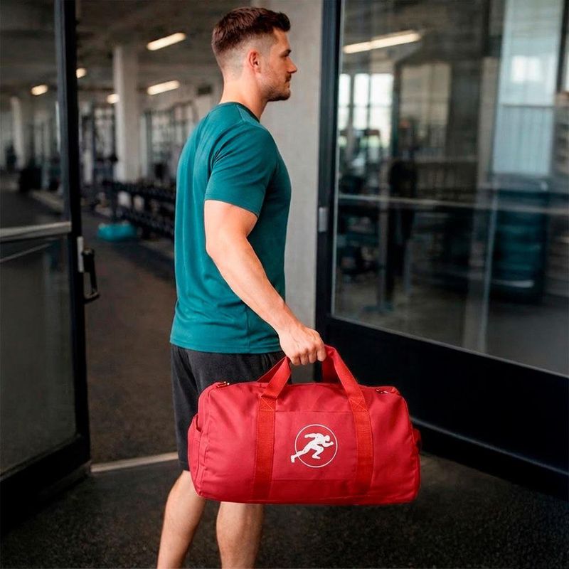 Bolsa Deportiva Tipo Duffel para Gimnasio y Viaje con Correa Color Rojo