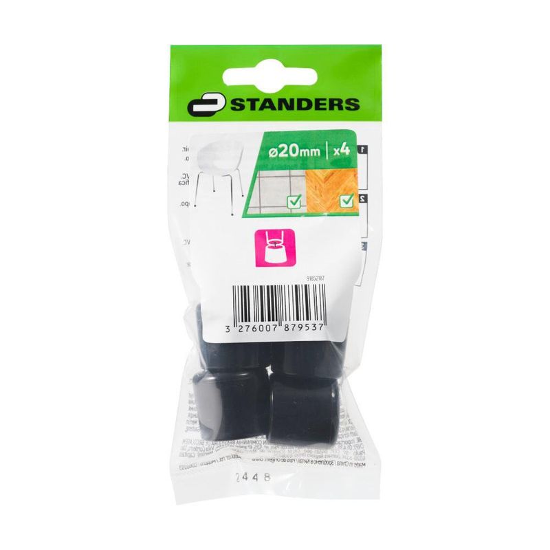 Tacos para Patas Redondas PVC Negro de 20 Mm 4 Pzas