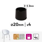 Tacos para Patas Redondas PVC Negro de 20 Mm 4 Pzas
