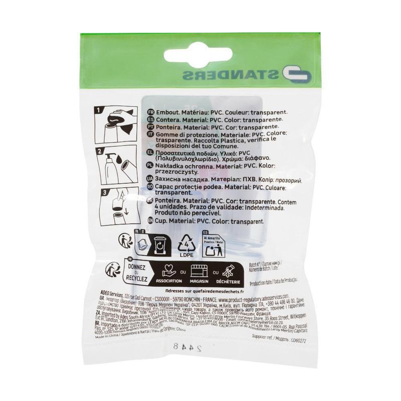 Conteras Redondas PVC Negro de 12 Mm 8 Pzas