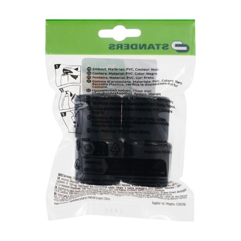 Conteras Cuadradas Plastico Negro de 23 x 23 Mm 4 Pzas