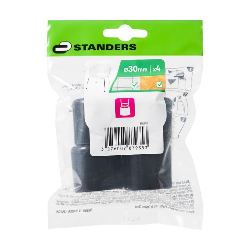 Conteras Cuadradas Plastico Negro de 23 x 23 Mm 4 Pzas