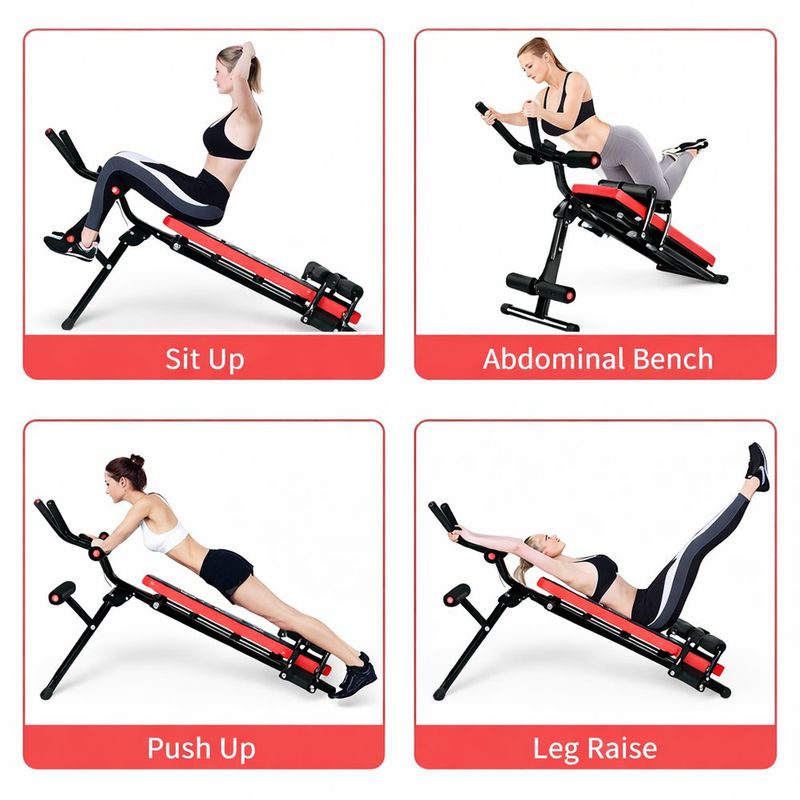 Banca de Abdominales Abs Slider 2 en 1 con Riel Deslizante Plegable