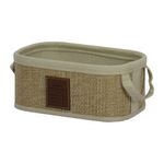 Canasta Organizadora Rectangular de Bambú con Asas Color Beige Mediana