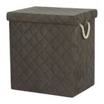 Cesta para Ropa Rectangular con Tapa Tela Acolchada Color Gris Mediana