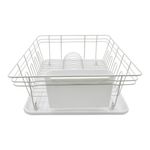 Escurridor de Platos con Bandeja y Porta Cubiertos para Fregadero de 44.5 x 35 x 15.5 cm Blanco