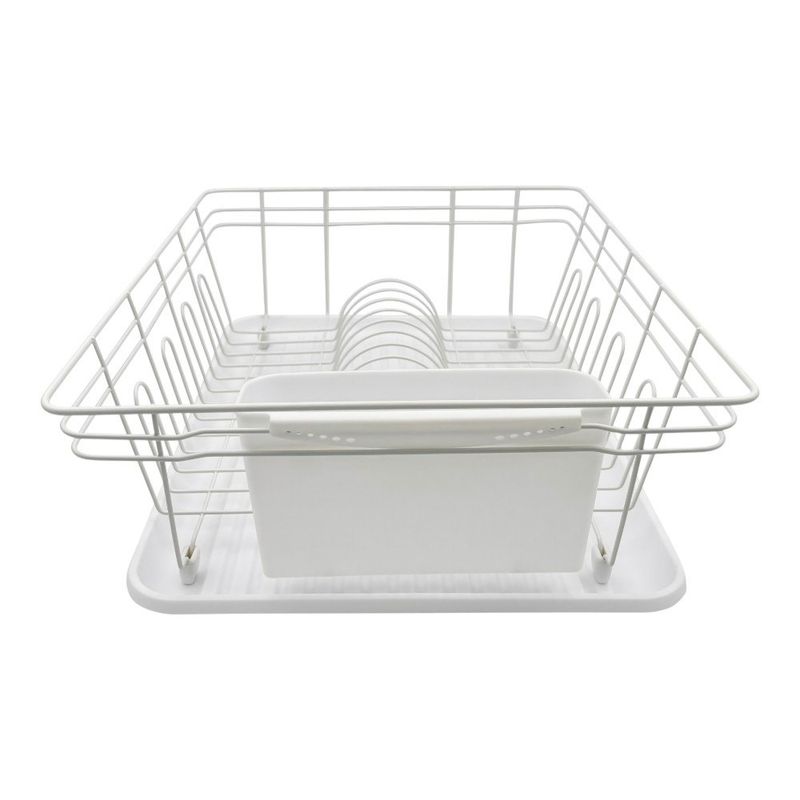 Escurridor de Platos con Bandeja y Porta Cubiertos para Fregadero de 44.5 x 35 x 15.5 cm Blanco