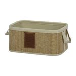 Canasta Organizadora Rectangular de Bambú con Asas Color Beige Pequeña