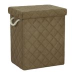 Cesta para Ropa Rectangular con Tapa Tela Acolchada Color Café Grande