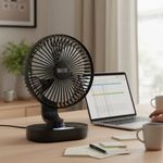 Ventilador de Escritorio Recargable Rosthal de 8 Plg Color Negro