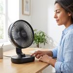 Ventilador de Escritorio Recargable Rosthal de 8 Plg Color Negro