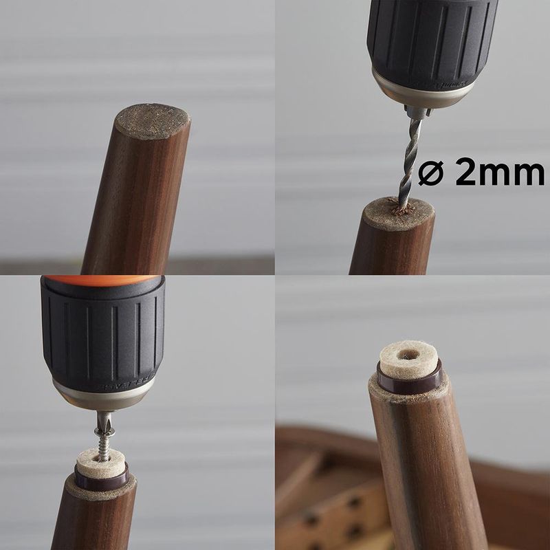 Patines de Fieltro con Tornillo para Muebles 28 mm Color Beige 4 Pzas