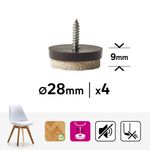 Patines de Fieltro con Tornillo para Muebles 28 mm Color Beige 4 Pzas