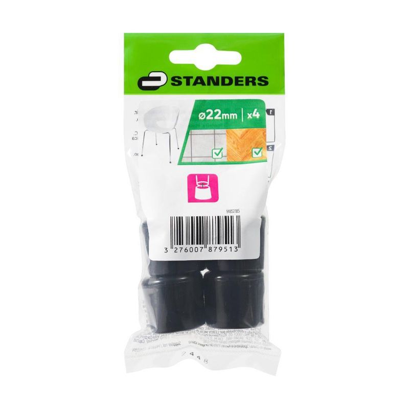 Tacos Redondos de PVC para Muebles 22 mm Color Negro 4 Pzas