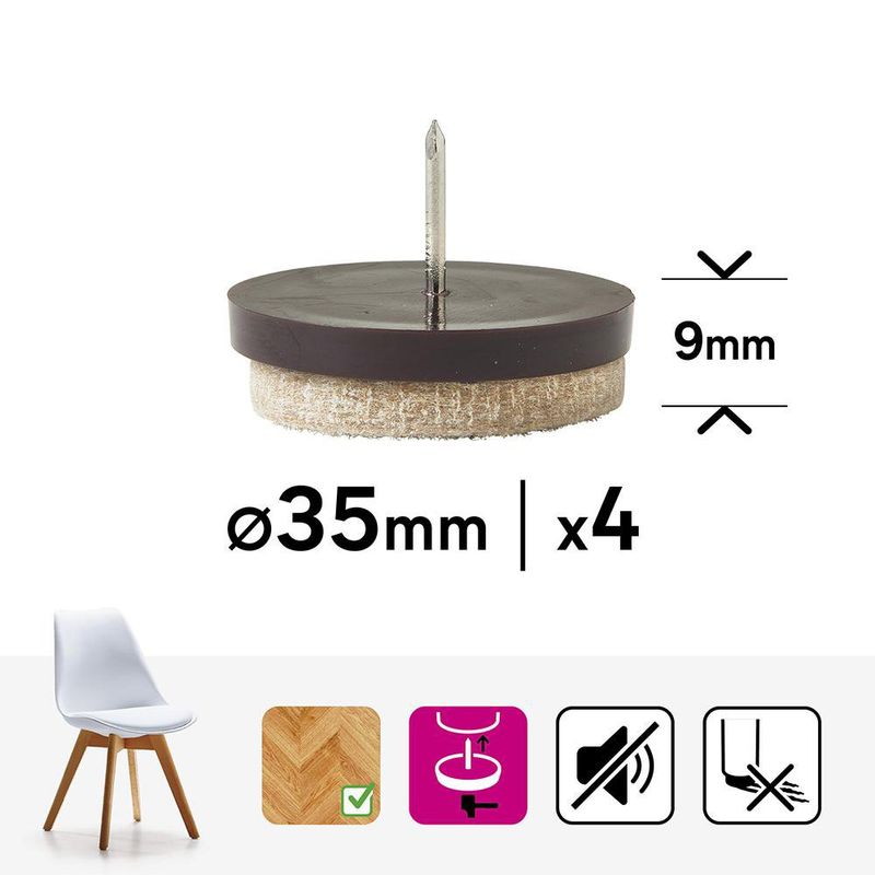 Patines Redondos para Muebles 35 mm Color Beige 4 Pzas