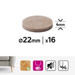 Fieltros Adhesivos Redondos para Muebles 22 mm Color Beige 16 Pzas