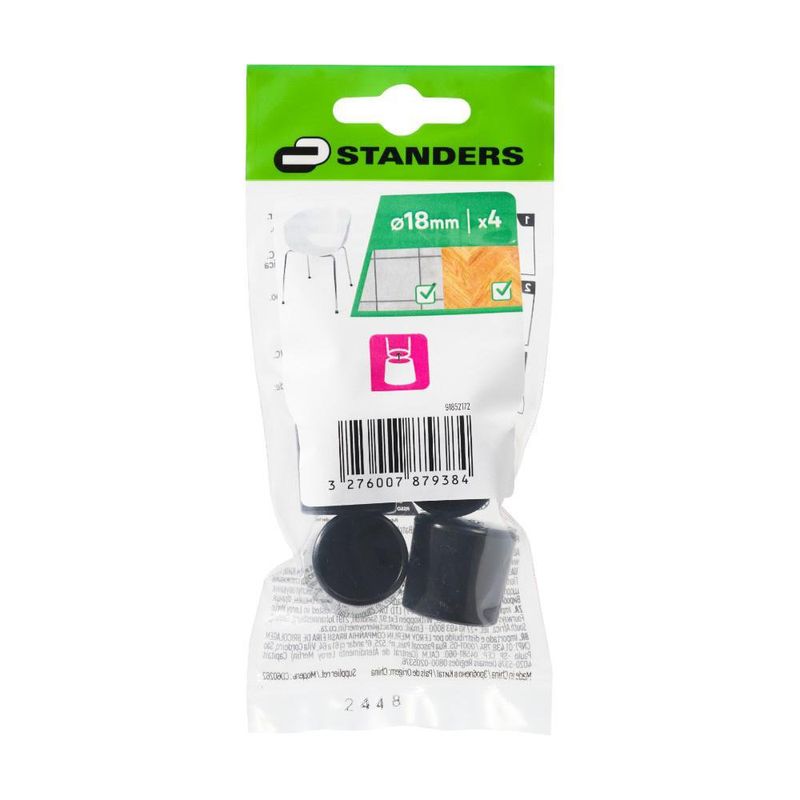 Tacos Redondos de PVC para Muebles 18 mm Color Negro 4 Pzas
