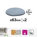Deslizadores Adhesivos de PTFE para Muebles 63 mm Color Gris 2 Pzas