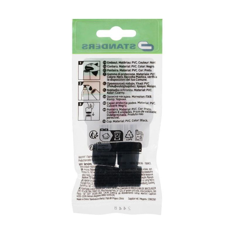 Tacos Redondos de PVC para Muebles 14 mm Color Negro 4 Pzas