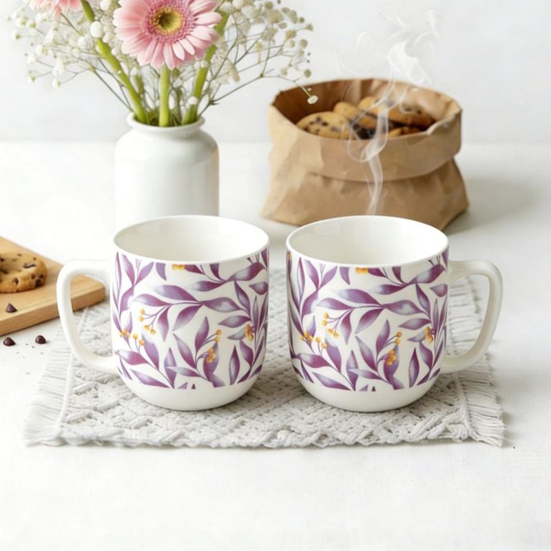 Set de 2 Pocillos Fiorella Diseño Hojas de 16.09 Onzas