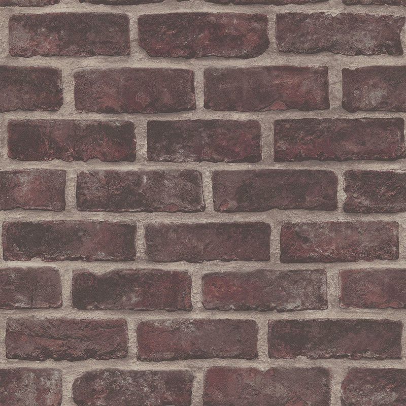 Papel Tapiz Decorativo para Pared Diseño Ladrillo Rojo Oscuro Rollo de 0.53 x 10.05 m