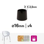 Tacos Redondos de PVC para Muebles 16 mm Color Negro 4 Pzas