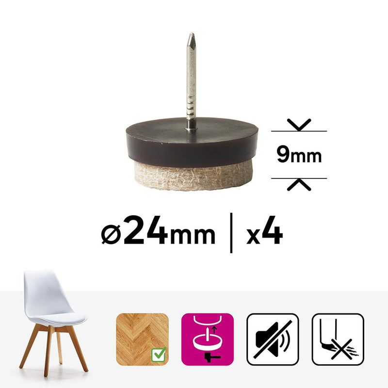 Patines Redondos para Muebles 24 mm Color Beige 4 Pzas